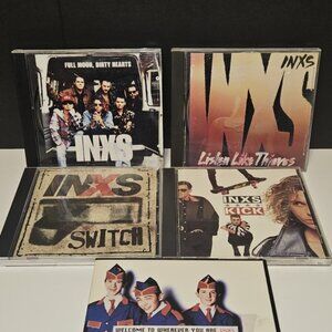 INXS 5 CD LOT: FULL MOON DIETY HEARTS, KICK, LISTEN LIKE THIEVES, SWITCH WELCOME
